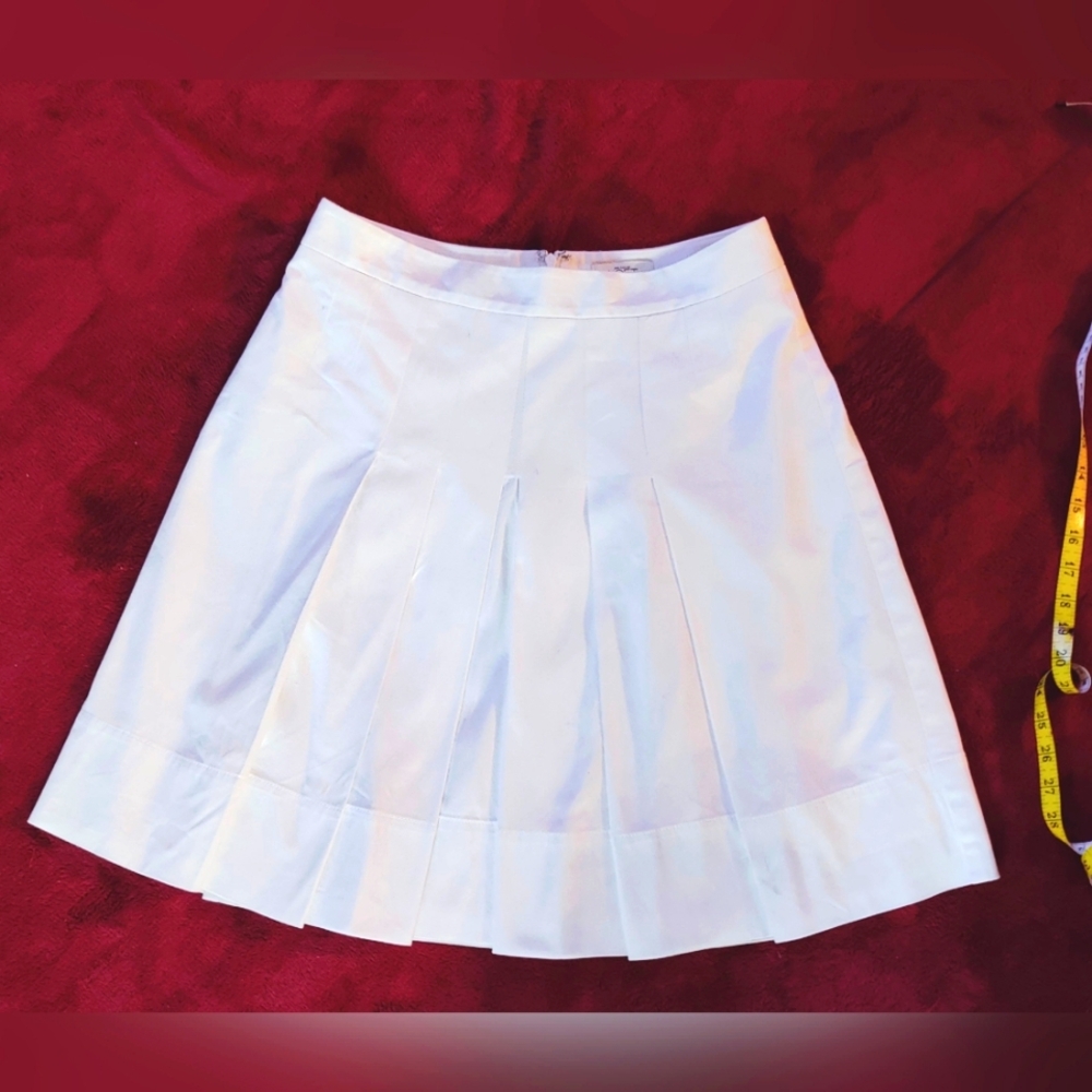 Ann Taylor LOFT Women's White Pleated Lined Skirt Sz 4